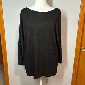 Rachel Zoe black boatneck long sleeve shirt NEW‎ size XL